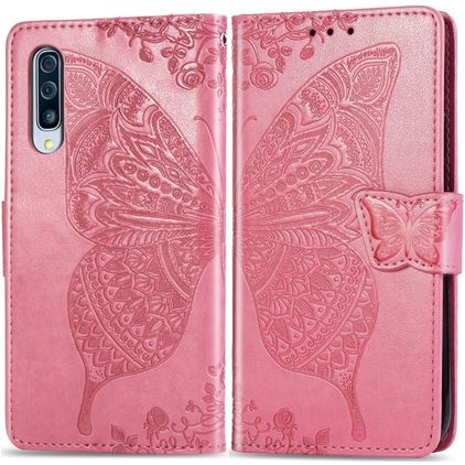 Mobigear Butterfly Housse Samsung Galaxy A50 Etui Porte-Monnaie - Rose