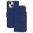 Mobiparts Wallet Housse iPhone 15 MagSafe Etui en Cuir Véritable Porte-Monnaie - Bleu