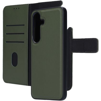 Mobiparts Housse Samsung Galaxy S25 Etui avec Coque Détachable en Cuir Véritable Porte-Monnaie - Vert