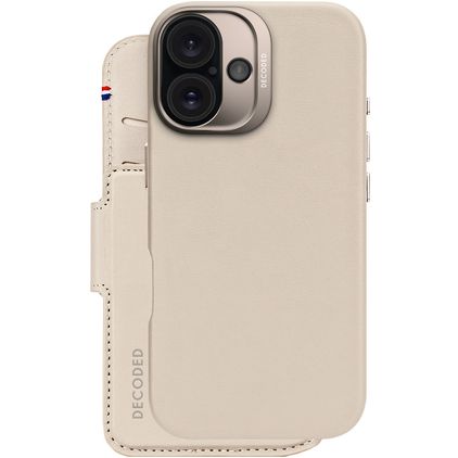 Decoded Detachable Wallet Housse iPhone 16 MagSafe Etui avec Coque Détachable en Cuir Véritable Porte-Monnaie - Clay
