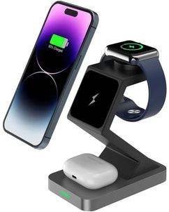 Mobigear MagTree 3in1 Station de Charge MagSafe pour iPhone / AirPods & Apple Watch - Noir