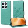 Mobigear Flowers Housse Xiaomi 14T Pro Etui Porte-Monnaie - Vert