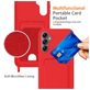 Mobigear Lanyard Card Samsung Galaxy S24 FE Coque avec cordon en Silicone et Porte-Cartes - Rouge