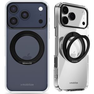 Mobilize 360 Rotating Ring Coque iPhone 17 Pro Max MagSafe Coque arrière Rigide avec Anneau-Support - Noir