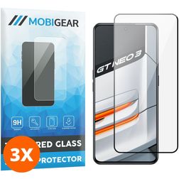 Mobigear Premium Realme GT Neo 3 Verre trempé Protection d'écran - Compatible Coque - Noir (Lot de 3)