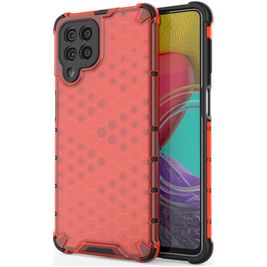 Mobigear Honeycomb Coque Samsung Galaxy M53 Coque arrière Rigide Anti-Chocs - Rouge