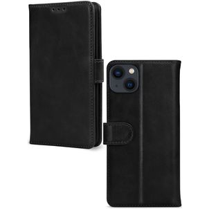 Mobilize Wallet Housse iPhone 13 Mini Etui en Cuir Véritable Porte-Monnaie - Noir