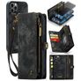 Caseme 008 Housse iPhone 12 Etui avec Coque Détachable Porte-Monnaie - Noir