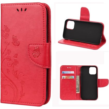 Mobigear Flowers Housse iPhone 12 Mini Etui Porte-Monnaie - Rouge