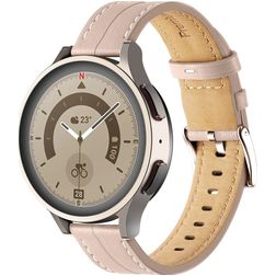 Mobigear Stitched Bracelet Cuir Smartwatch Fermeture boucle ardillon - Connexion universelle de 22 mm - Rose
