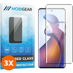Mobigear Premium Motorola Edge 30 Fusion Verre trempé Protection d'écran - Compatible Coque - Noir (Lot de 3)
