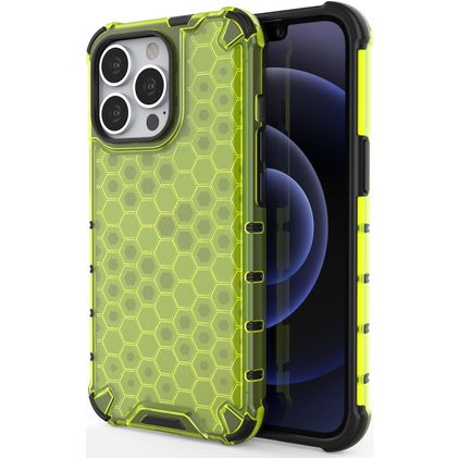 Mobigear Honeycomb Coque iPhone 14 Plus Coque arrière Rigide Anti-Chocs - Vert