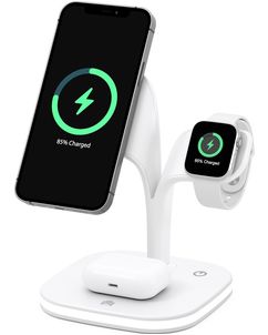 Mobigear MagStation Pro 3in1 Station de Charge MagSafe pour iPhone / AirPods & Apple Watch - Blanc