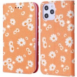 Mobigear Daisies Housse iPhone 12 Pro Max Etui Porte-Monnaie - Orange
