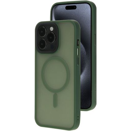 Mobiparts Hardcover Coque iPhone 15 Pro Max MagSafe Coque arrière Rigide - Satin Green