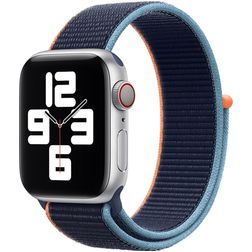 Mobigear Woven Bracelet Nylon Apple Watch Fermeture velcro - 49/46/45/44 mm - Bleu Marin