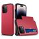 Mobigear Card Coque iPhone 15 Pro Coque arrière Rigide Anti-Chocs avec Porte-Cartes - Rouge