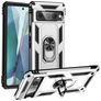 Mobigear Armor Ring Google Pixel 7 Pro Plastique rigide Coque arrière Antichoc avec bague de maintien - Argent