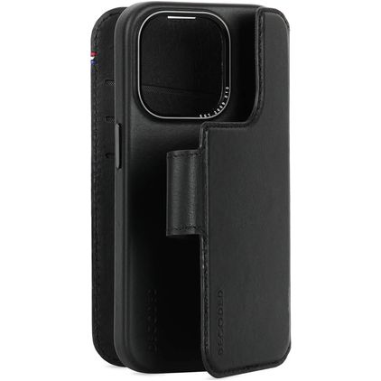 Decoded Detachable Wallet Housse iPhone 15 Pro MagSafe Etui avec Coque Détachable en Cuir Véritable Porte-Monnaie - Noir