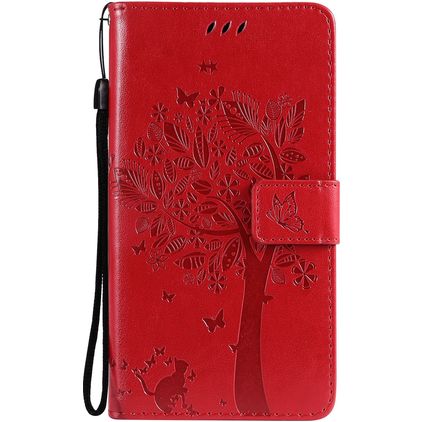 Mobigear Tree Housse Samsung Galaxy S21 Etui Porte-Monnaie - Rouge