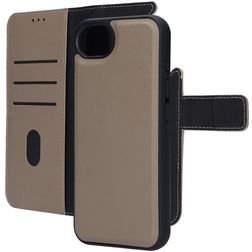 Mobiparts Housse iPhone 16e Etui avec Coque Détachable en Cuir Véritable Porte-Monnaie - Taupe