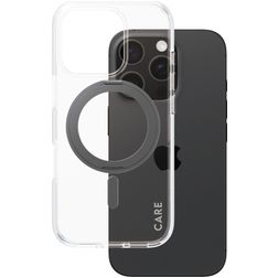 CARE by PanzerGlass Kickstand iPhone 16 Pro MagSafe Plastique rigide Coque arrière avec béquille - Transparent / Noir