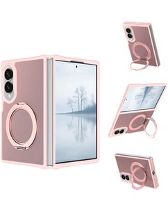 Mobigear 360 Rotating Ring Coque Samsung Galaxy Z Fold 8 Ultra MagSafe Coque arrière Rigide avec Anneau-Support - Rose
