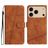 Mobigear Stitch Housse iPhone 17 Pro Etui Porte-Monnaie - Marron