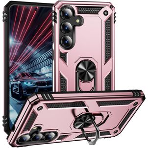 Mobigear Armor ring Coque Samsung Galaxy S25 FE Coque arrière Rigide Anti-Chocs avec Anneau-Support - Rose doré