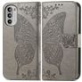 Mobigear Butterfly Housse Motorola Moto G82 Etui Porte-Monnaie - Gris