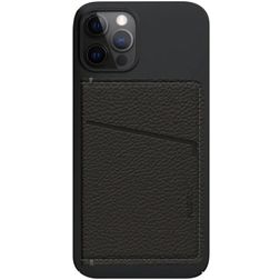 Nudient Magnet Thin - Porte Cartes en en Cuir véritable - 3 Cartes - Compatible MagSafe - Ink Black