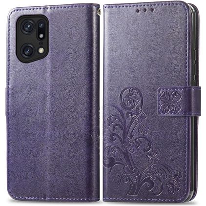 Mobigear Clover Housse OPPO Find X5 Etui Porte-Monnaie - Violet
