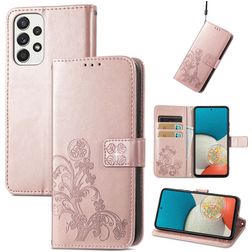 Mobigear Clover Samsung Galaxy A73 Étui Portefeuille - Rose doré