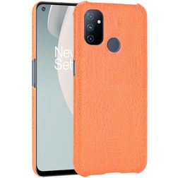Mobigear Croco OnePlus Nord N100 Plastique rigide Coque arrière - Orange