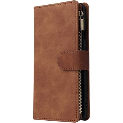 Mobigear Zipper OnePlus 8 Pro Étui Portefeuille - Marron