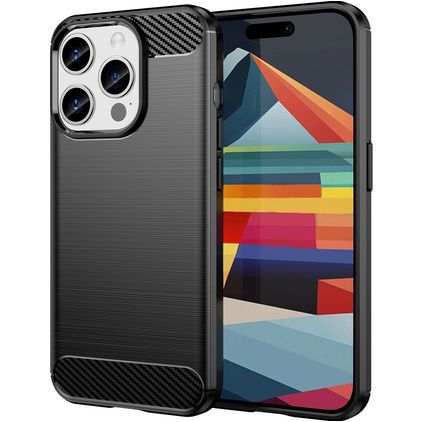 Mobigear Brushed Slim Coque iPhone 15 Pro Coque arrière en TPU Souple - Noir