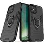 Mobigear Armor Ring Coque iPhone 12 Coque arrière Rigide Anti-Chocs avec Anneau-Support - Noir