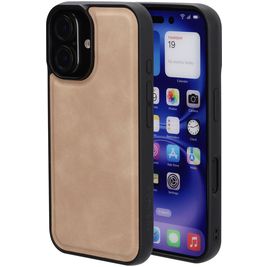 Mobiparts Classic Coque iPhone 16 MagSafe Coque arrière en TPU,Similicuir - Moonstone Beige