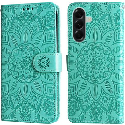Mobigear Sunflower Housse Samsung Galaxy A57 Etui Porte-Monnaie - Vert