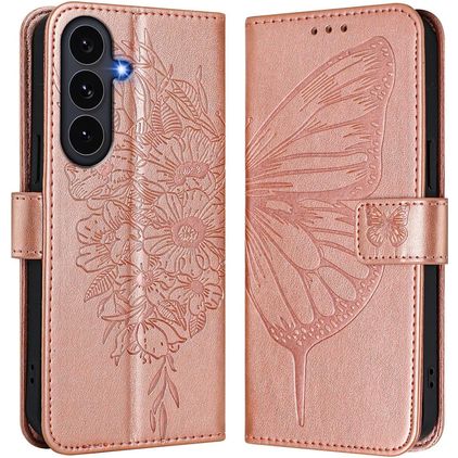 Mobigear Butterfly Housse Samsung Galaxy S26 FE Etui Porte-Monnaie - Rose doré