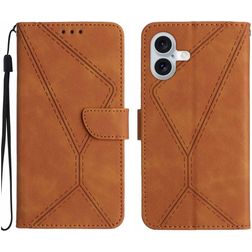 Mobigear Stitch Housse iPhone 17 Etui Porte-Monnaie - Marron