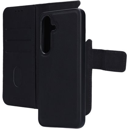 Mobiparts Samsung Galaxy S25 Coque Cuir véritable Étui 2en1 avec coque amovible Portefeuille - Noir