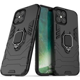 Mobigear Armor Ring Coque iPhone 12 Pro Coque arrière Rigide Anti-Chocs avec Anneau-Support - Noir
