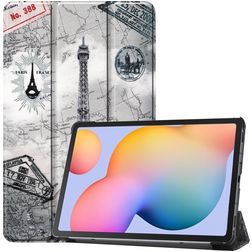 Mobigear Tri-Fold Coque Samsung Galaxy Tab S6 Lite Etui - tour Eiffel