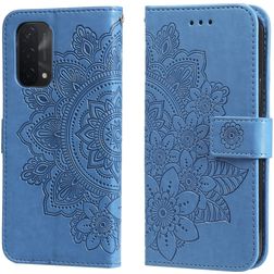 Mobigear Flowers Housse OPPO A74 5G Etui Porte-Monnaie - Bleu