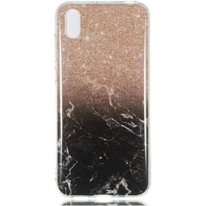 Mobigear Marble Coque Huawei Y5 (2019) Coque arrière en TPU Souple - Noir / Rose doré