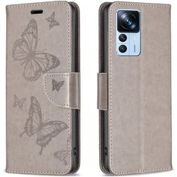 Mobigear Butterfly Housse Xiaomi 12T Pro Etui Porte-Monnaie - Gris