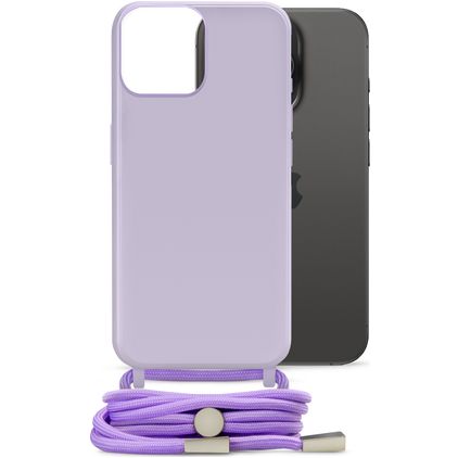 Mobilize Lanyard Gelly iPhone 15 Pro Coque avec cordon en TPU Souple - Pastel Purple