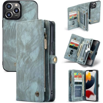 Caseme 008 Housse iPhone 13 Pro Max Etui avec Coque Détachable Porte-Monnaie - Bleu