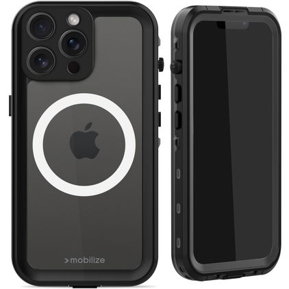 Mobilize Waterproof Coque iPhone 15 Pro Max MagSafe Coque arrière Imperméable Rigide - Noir